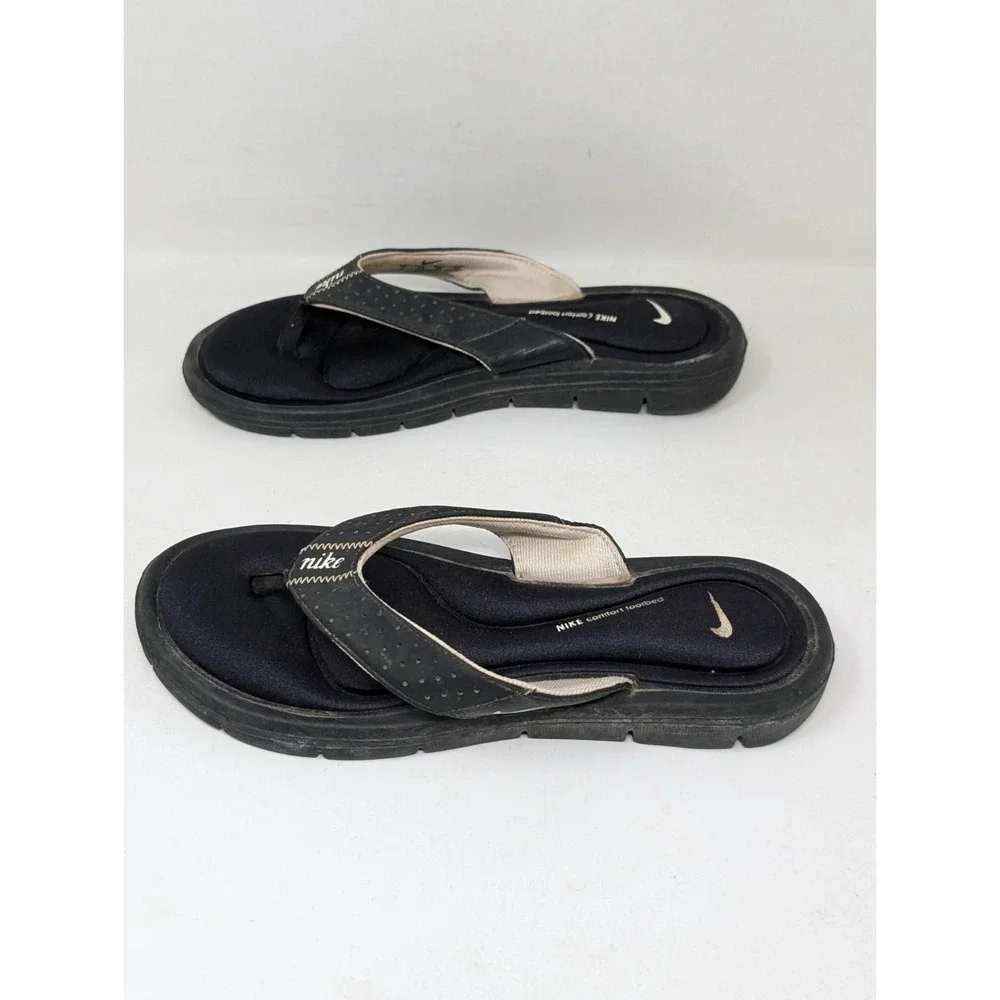 Nike Comfort‎ Footbed Thong Flip Flops Womens Size 7 Sandals Black 354925-011